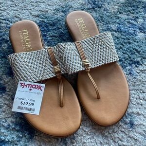 Italian Shoemakers Tan Sandals with Woven Straps